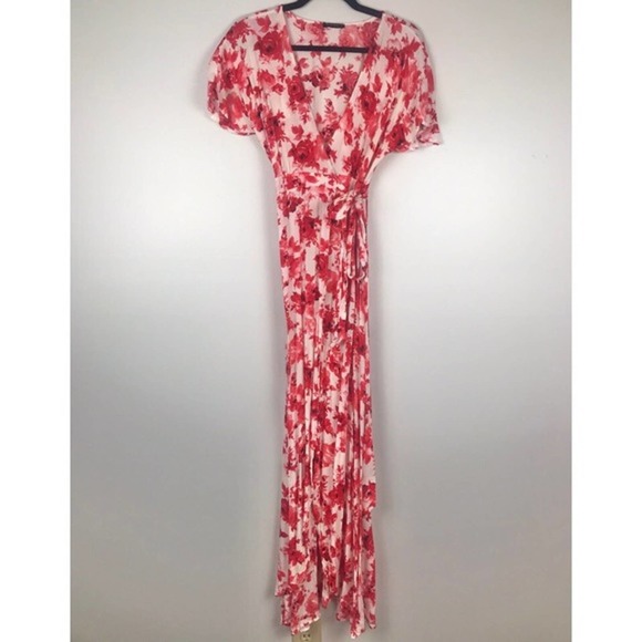 Sapphire O Red Rose Print Wrap Maxi Dress - Picture 2 of 7